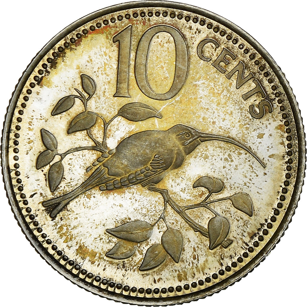 Coin, Belize, 10 Cents, 1975, Franklin Mint, Proof, MS(65-70), Silver, KM:48a