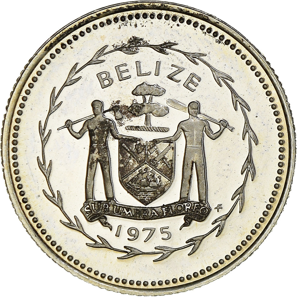Coin, Belize, 10 Cents, 1975, Franklin Mint, Proof, MS(65-70), Silver, KM:48a