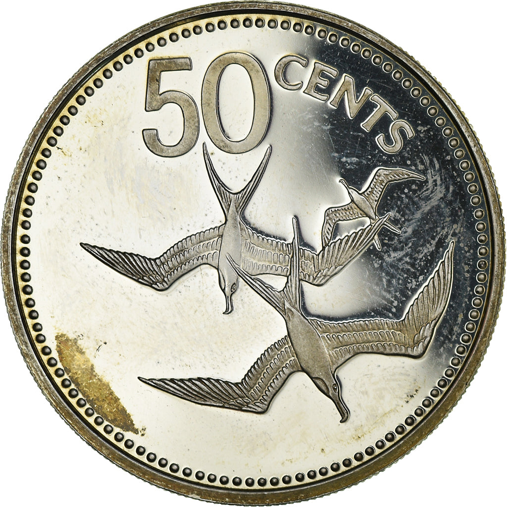 Coin, Belize, 50 Cents, 1975, Franklin Mint, Proof, MS(65-70), Silver, KM:50a