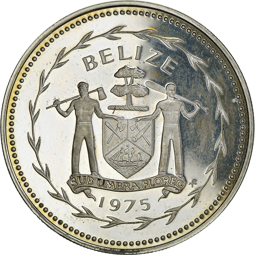 Coin, Belize, 50 Cents, 1975, Franklin Mint, Proof, MS(65-70), Silver, KM:50a