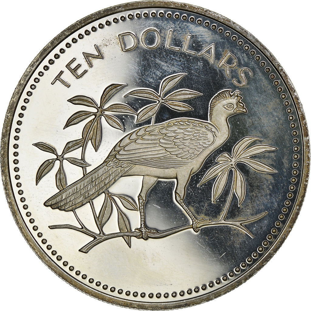 Coin, Belize, 10 Dollars, 1975, Franklin Mint, Proof, MS(65-70), Silver, KM:45a