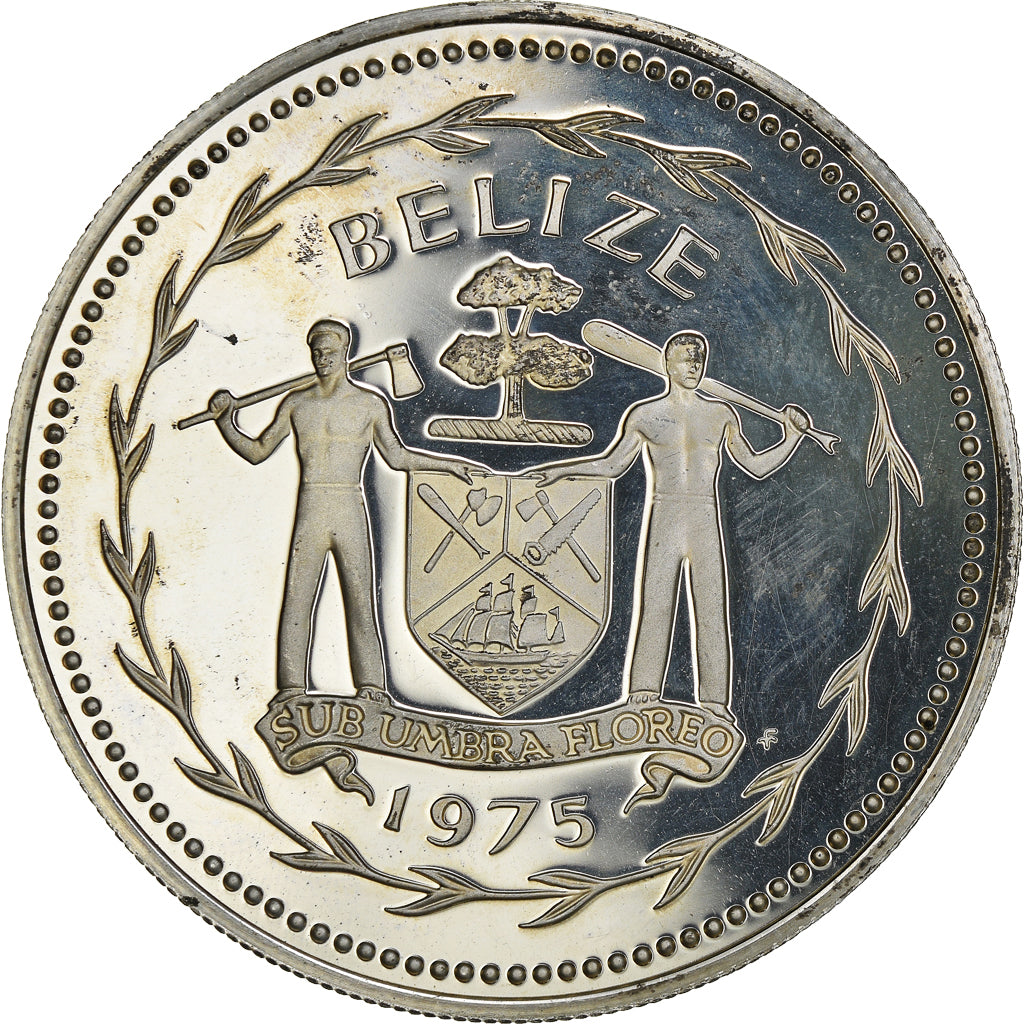 Coin, Belize, 10 Dollars, 1975, Franklin Mint, Proof, MS(65-70), Silver, KM:45a