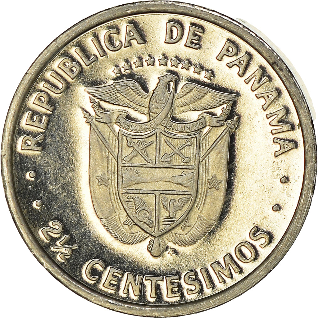Coin, Panama, 2-1/2 Centesimos, 1975, Franklin Mint, Proof, MS(65-70)