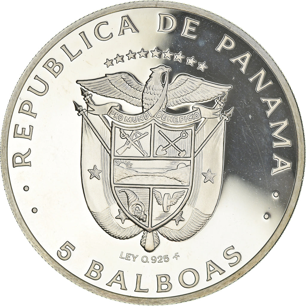 Monnaie, Panama, 5 Balboas, 1975, U.S. Mint, Proof, FDC, Argent, KM:40.1a