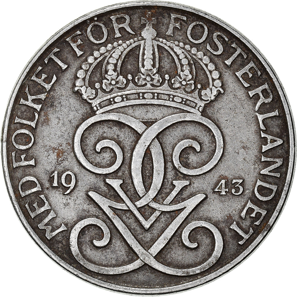 Moneda, Suecia, Gustaf V, 5 Öre, 1943, MBC, Hierro, KM:812