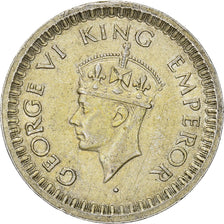 Coin, INDIA-BRITISH, George VI, 1/2 Rupee, 1945, EF(40-45), Silver, KM:552