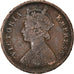 Moneda, INDIA BRITÁNICA, Victoria, 1/4 Anna, 1877, BC+, Cobre, KM:486