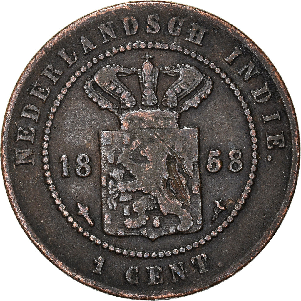 Coin, NETHERLANDS EAST INDIES, William III, Cent, 1858, Utrecht, Caduceus