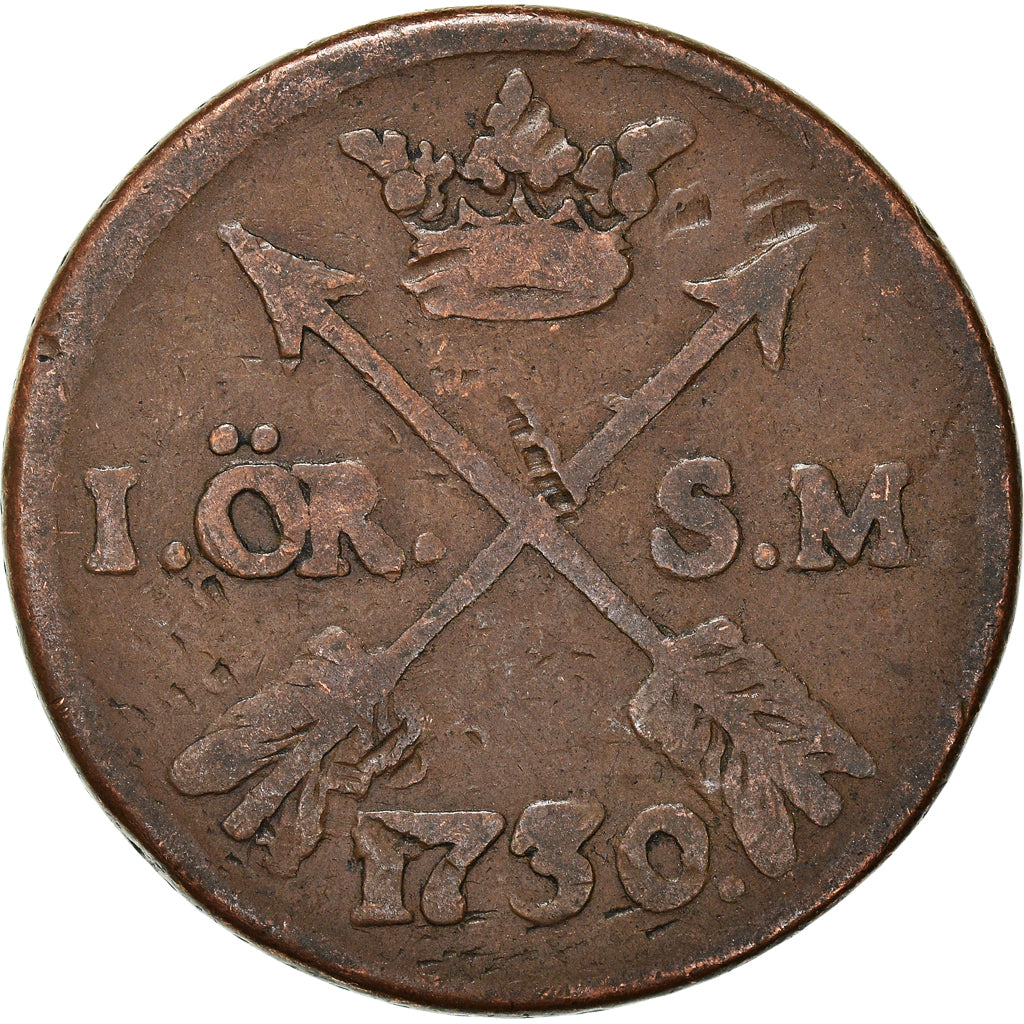 Coin, Sweden, Frederick I, Ore, S.M., 1730, VF(20-25), Copper, KM:416.1