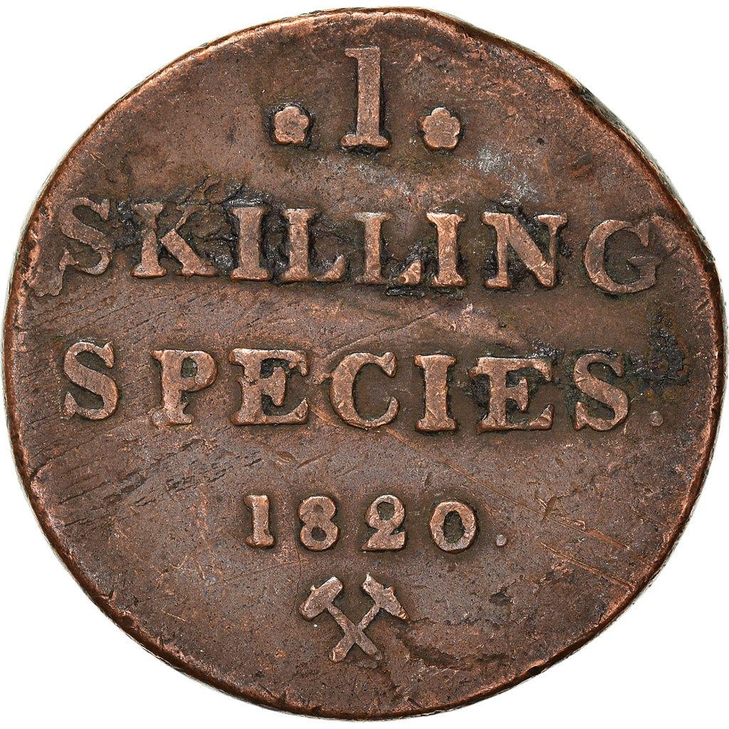 Coin, Norway, Carl XIV, Skilling, 1820, VF(20-25), Copper, KM:286