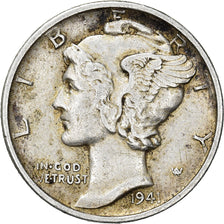 Moneda, Estados Unidos, Dime, 1941, San Francisco, MBC, Plata, KM:140