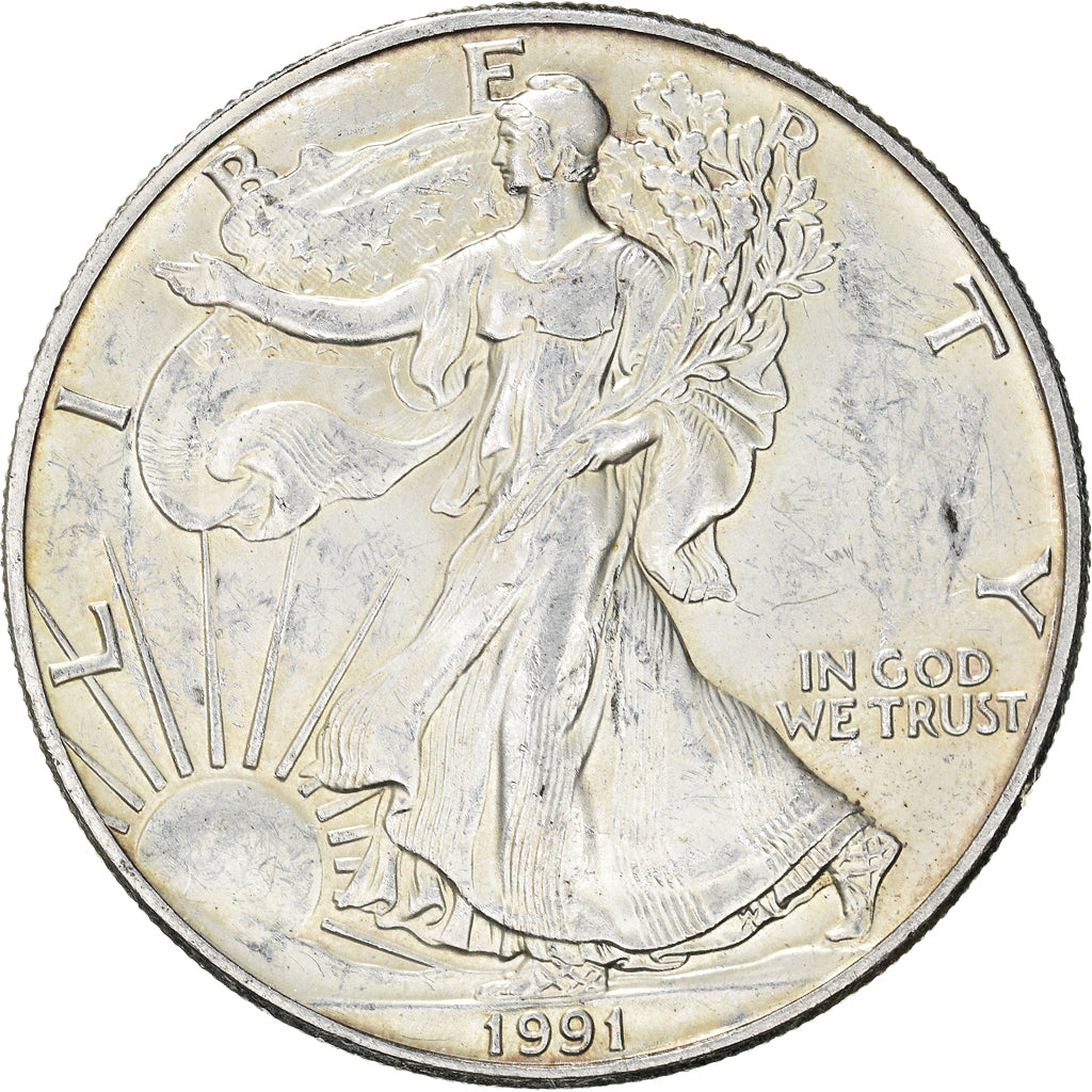 Coin, United States, American Eagle, Onza, Troy Ounce of Silver, 1991