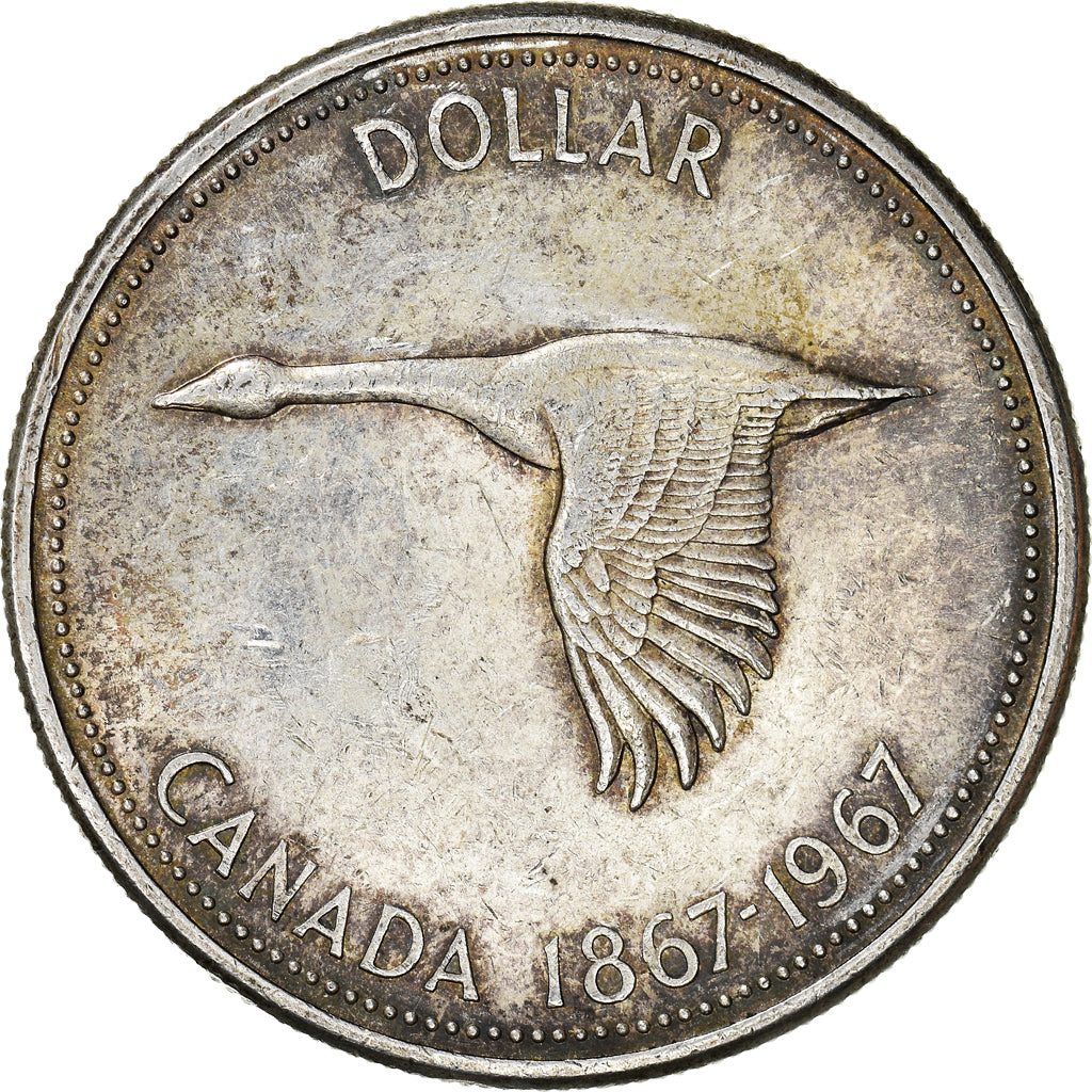 Coin, Canada, Elizabeth II, Dollar, 1967, Ottawa, AU(50-53), Silver, KM:70