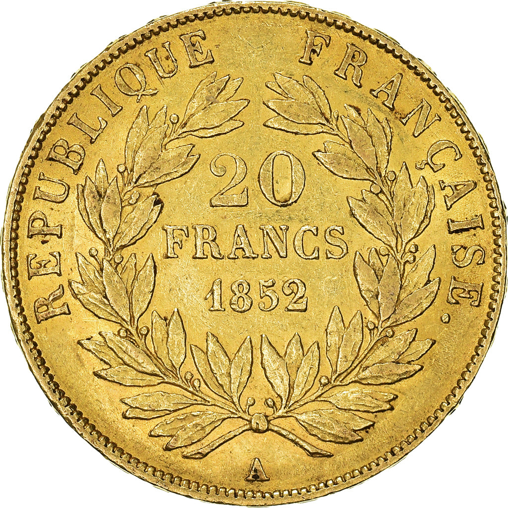 Coin, France, Louis Napoleon, 20 Francs, 1852, Paris, EF(40-45), Gold, KM:774