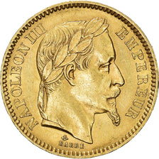 Moeda, França, Napoleon III, 20 Francs, 1864, Paris, AU(50-53), Dourado