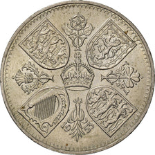 Coin, Great Britain, Elizabeth II, Crown, 1953, AU(50-53), Copper-nickel, KM:894