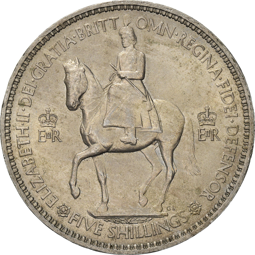 Münze, Großbritannien, Elizabeth II, Crown, 1953, SS+, Kupfer-Nickel, KM:894