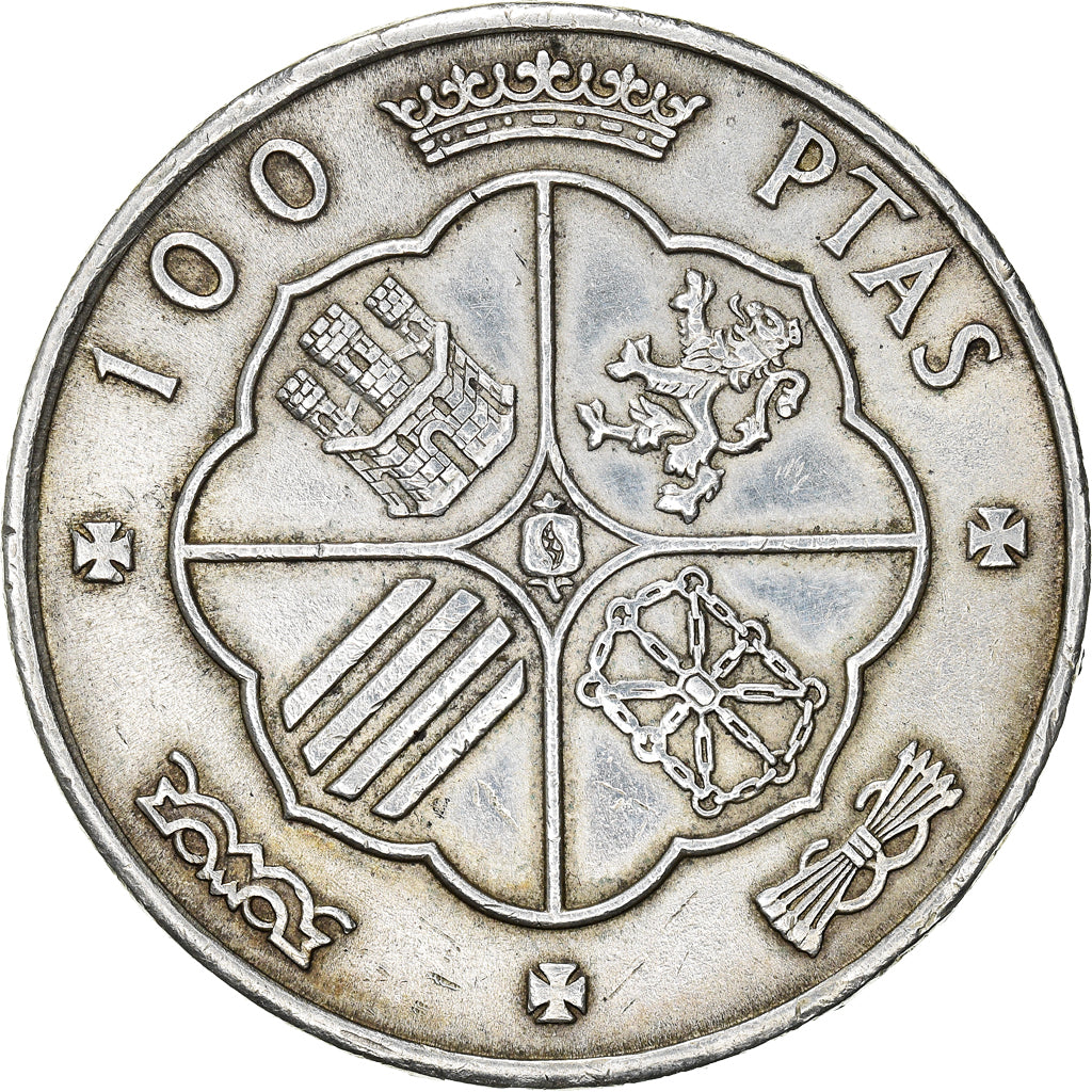 Coin, Spain, Caudillo and regent, 100 Pesetas, 1968, EF(40-45), Silver, KM:797