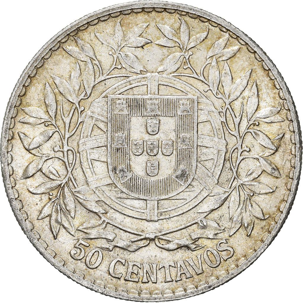 Coin, Portugal, 50 Centavos, 1916, EF(40-45), Silver, KM:561