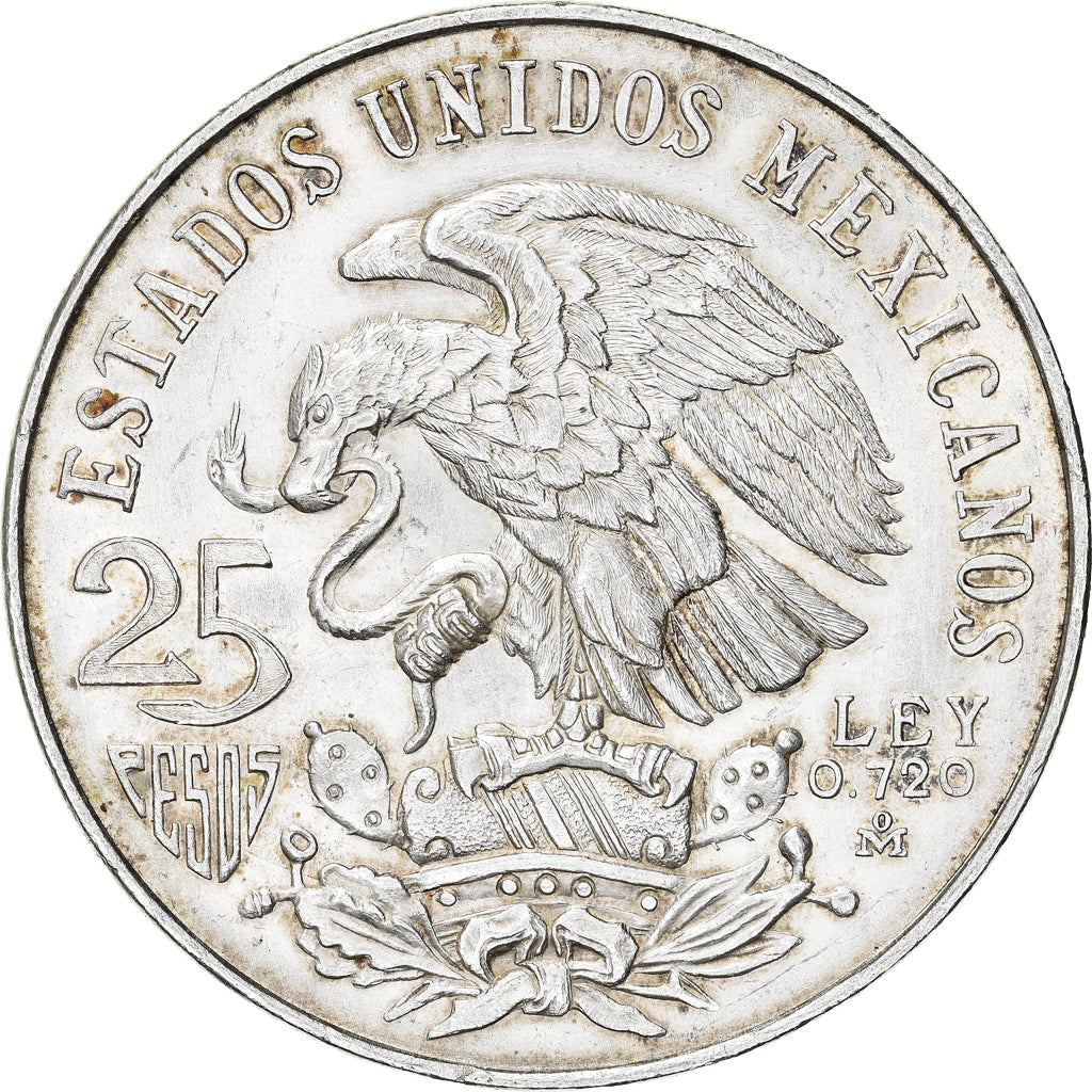 Coin, Mexico, 25 Pesos, 1968, Mexico, AU(50-53), Silver, KM:479.1