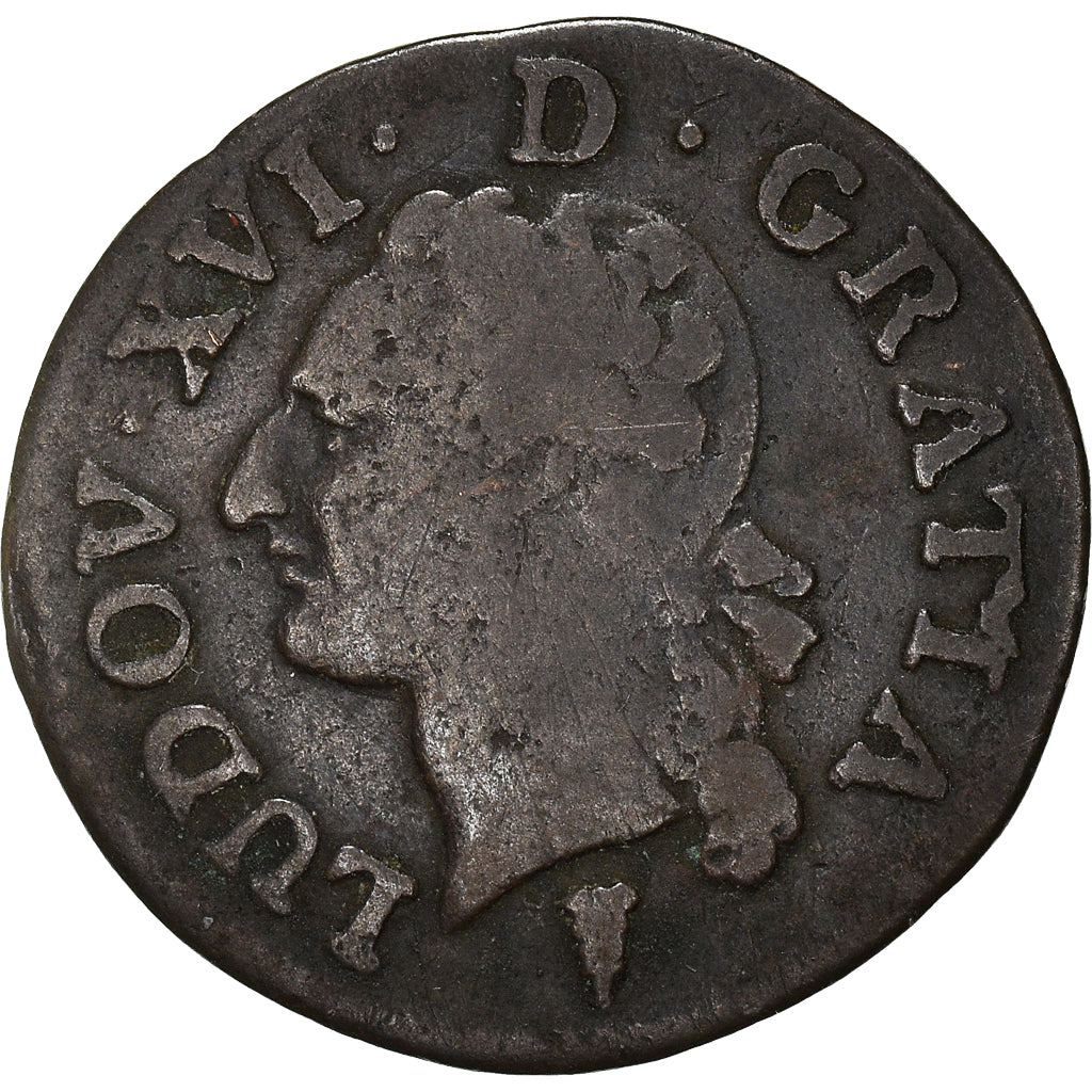 Munten, Frankrijk, Louis XVI, Liard, Liard, 1791, Bordeaux, FR, Koper, KM:585.8