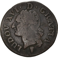 Munten, Frankrijk, Louis XVI, Liard, Liard, 1791, Bordeaux, FR, Koper, KM:585.8