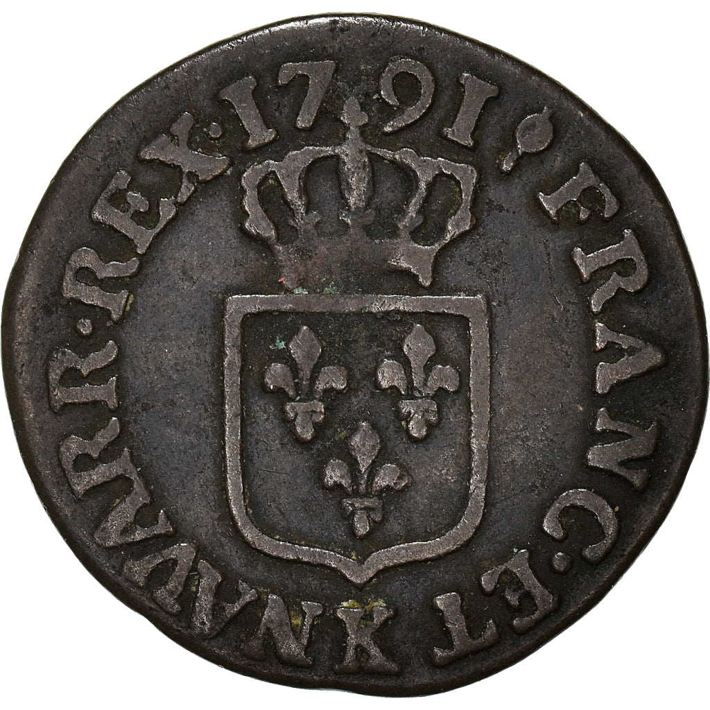 Munten, Frankrijk, Louis XVI, Liard, Liard, 1791, Bordeaux, FR, Koper, KM:585.8