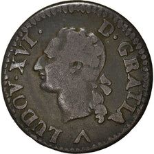 França, Louis XVI, Liard, 1779, Lille, Cobre, VF(30-35), Gadoury:348