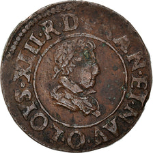 Moeda, França, Louis XIII, Double tournois, buste juvénile, Double Tournois
