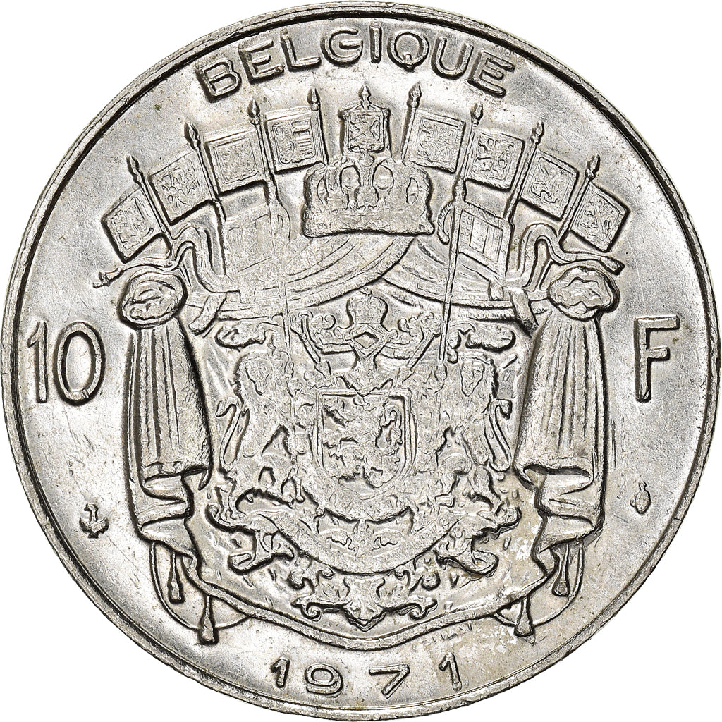 Münze, Belgien, Baudouin I, 10 Francs, 10 Frank, 1971, Brussels, SS+, Nickel