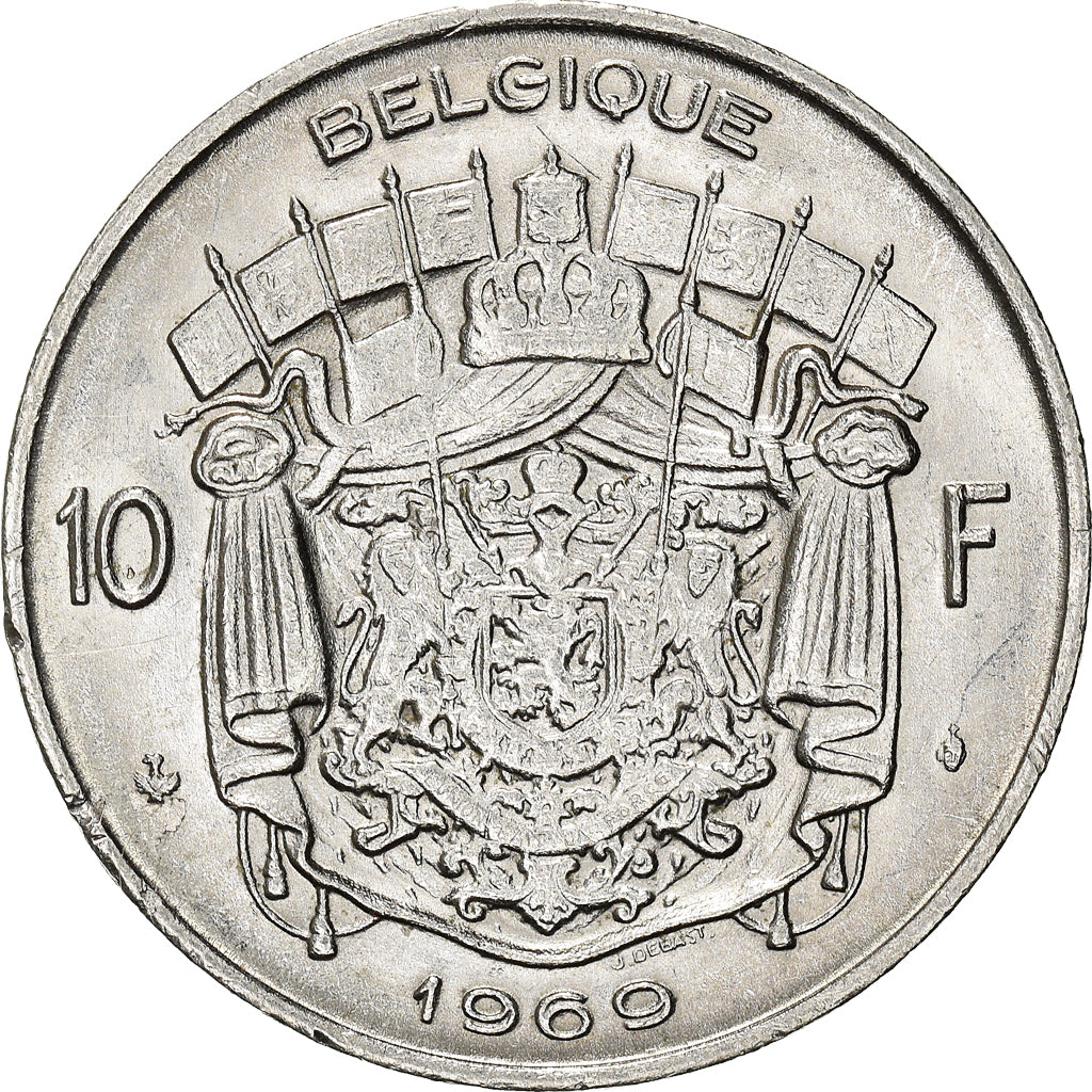 Münze, Belgien, Baudouin I, 10 Francs, 10 Frank, 1969, Brussels, SS+, Nickel