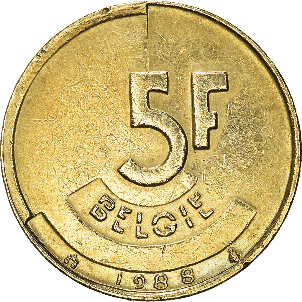 Coin, Belgium, Baudouin I, 5 Francs, 5 Frank, 1988, EF(40-45), Brass Or