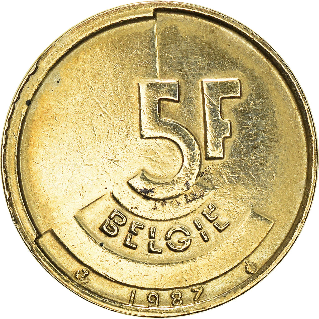 Coin, Belgium, Baudouin I, 5 Francs, 5 Frank, 1987, EF(40-45), Brass Or