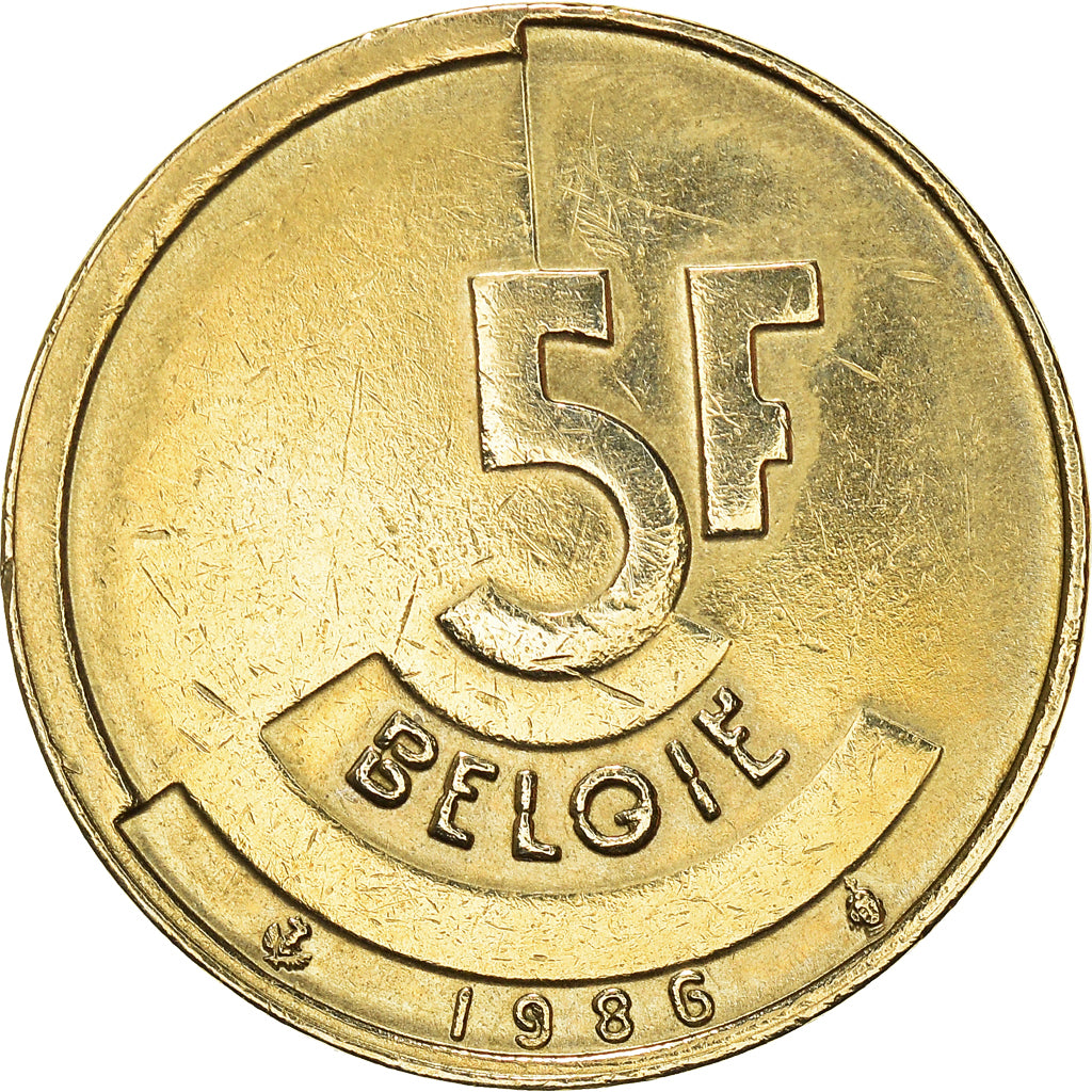 Coin, Belgium, Baudouin I, 5 Francs, 5 Frank, 1986, EF(40-45), Brass Or