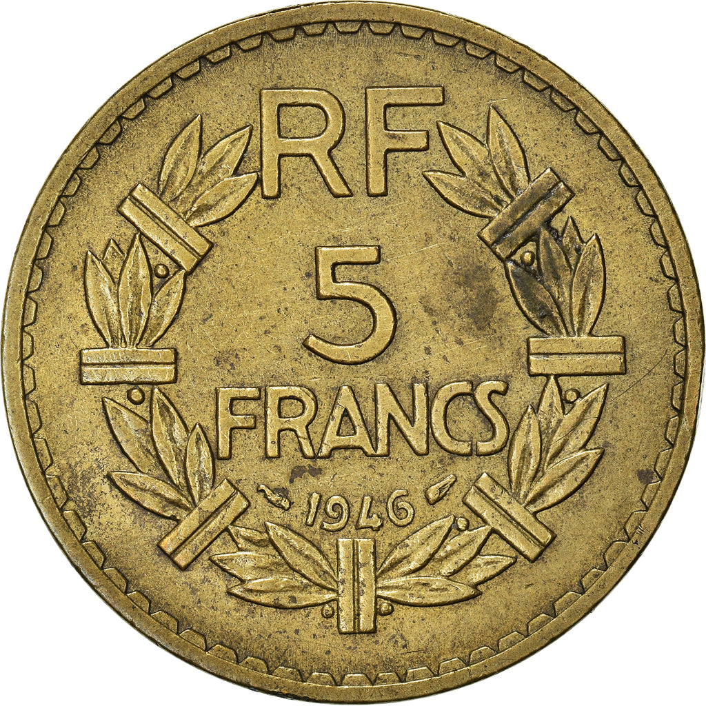 Moneda, Francia, Lavrillier, 5 Francs, 1946, MBC, Aluminio - bronce, KM:888a.2