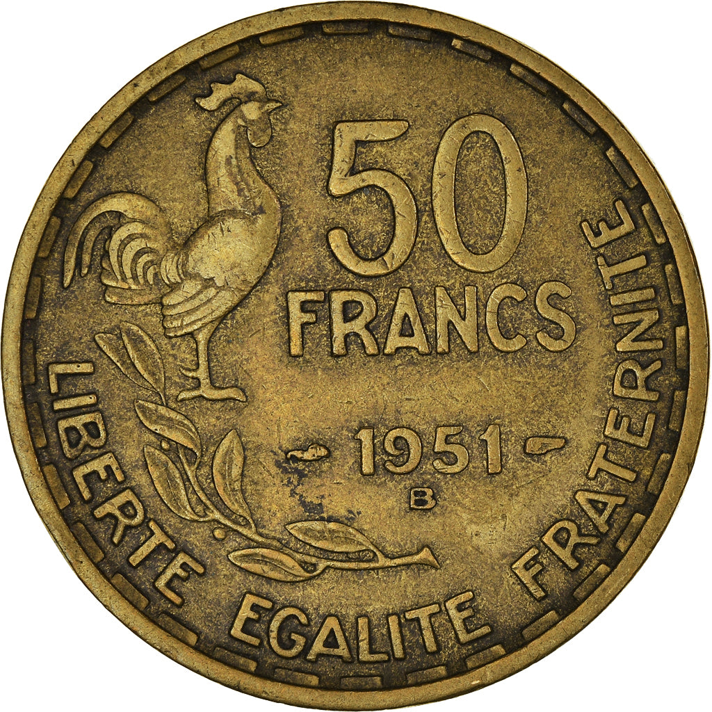 Moneta, Francja, Guiraud, 50 Francs, 1951, Beaumont - Le Roger, EF(40-45)