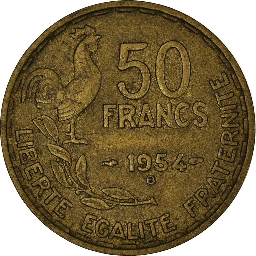 Moneta, Francia, Guiraud, 50 Francs, 1954, Beaumont - Le Roger, BB
