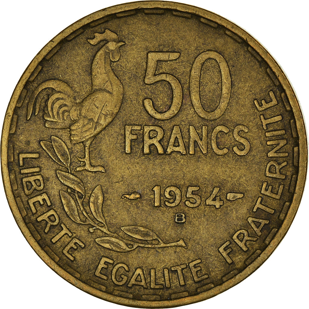 Coin, France, Guiraud, 50 Francs, 1954, Beaumont - Le Roger, EF(40-45)