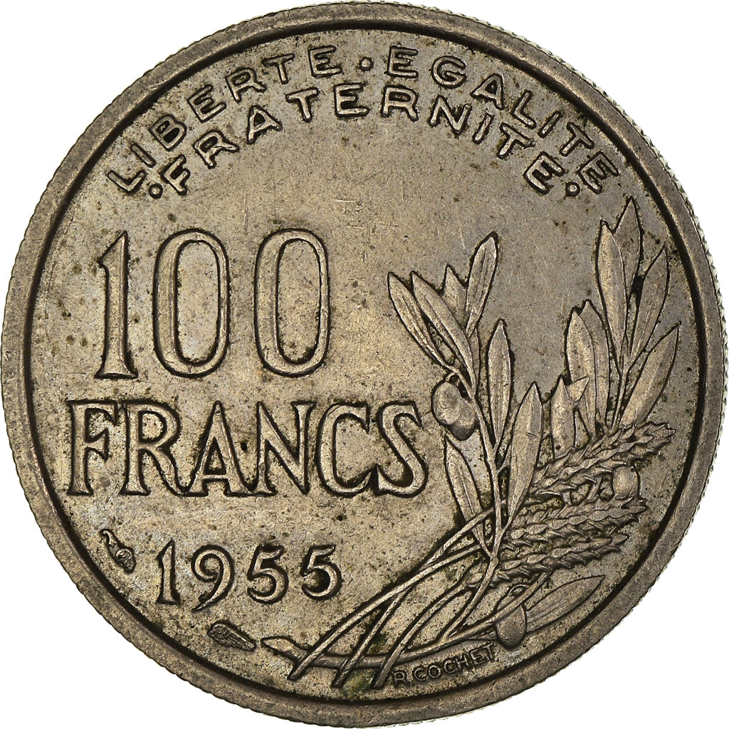 Munten, Frankrijk, Cochet, 100 Francs, 1955, Paris, ZF, Cupro-nikkel, KM:919.1