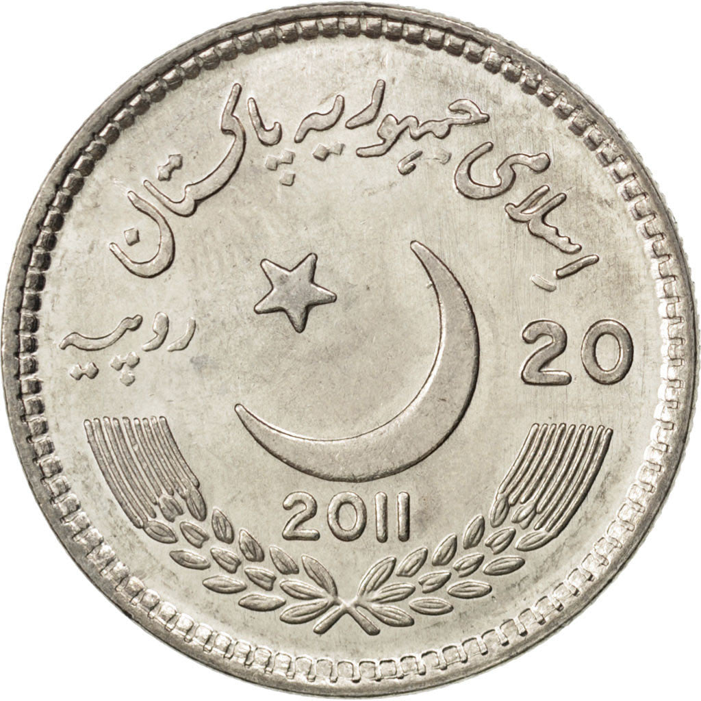Pakistan, 20 Rupees, 2011, KM #New, MS(63), Cupro-nickel, 9.76