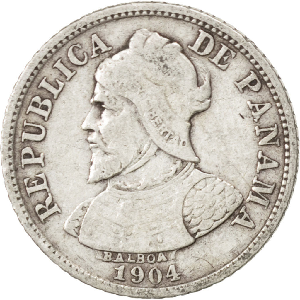 PANAMA, 5 Centesimos, 1904, KM #2, EF(40-45), Silver, 17.9, 2.42