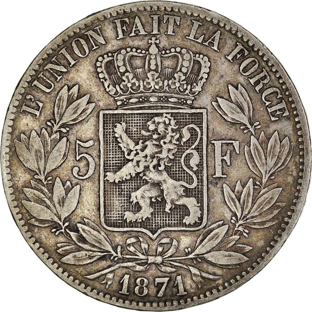 Coin, Belgium, Leopold II, 5 Francs, 5 Frank, 1871, VF(30-35), Silver, KM:24