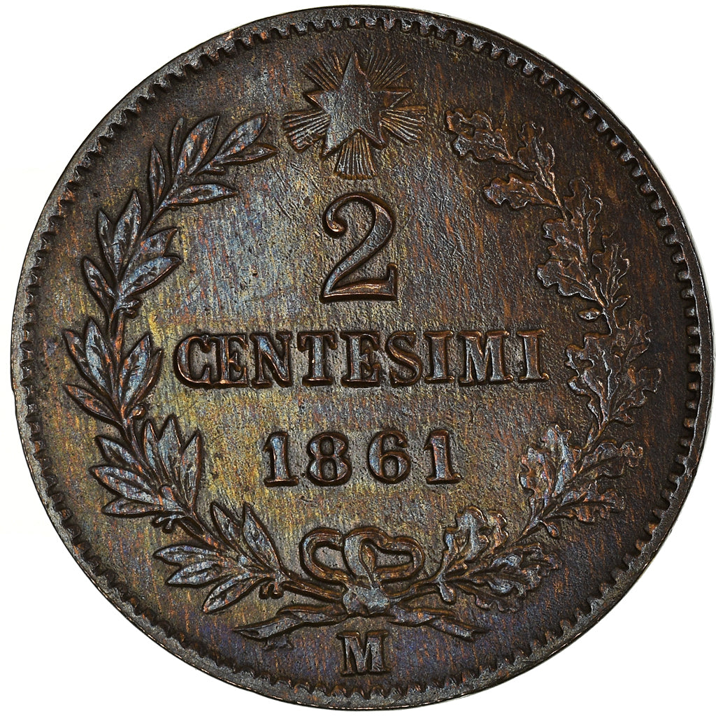 Monnaie, Italie, Vittorio Emanuele II, 2 Centesimi, 1861, Milan, TTB, Cuivre