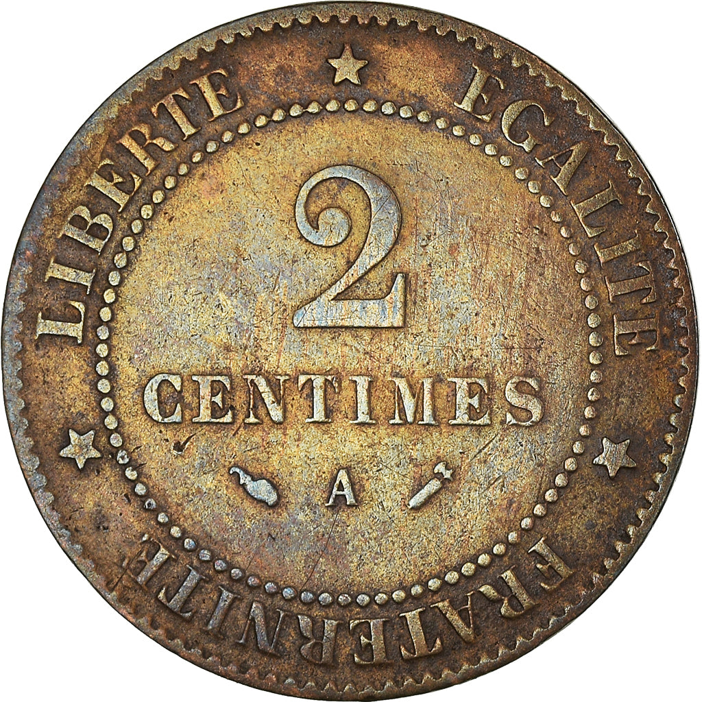 Coin, France, Cérès, 2 Centimes, 1890, Paris, VF(20-25), Bronze, KM:827.1