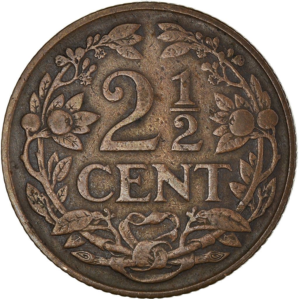 Coin, Netherlands, Wilhelmina I, 2-1/2 Cent, 1918, EF(40-45), Bronze, KM:150