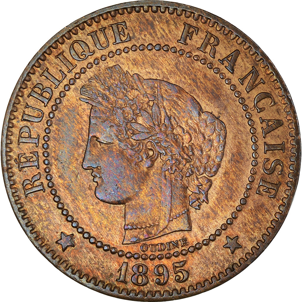 Moeda, França, Cérès, 2 Centimes, 1895, Paris, AU(50-53), Bronze, KM:827.1