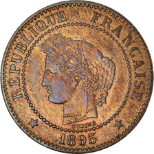 Moeda, França, Cérès, 2 Centimes, 1895, Paris, AU(50-53), Bronze, KM:827.1