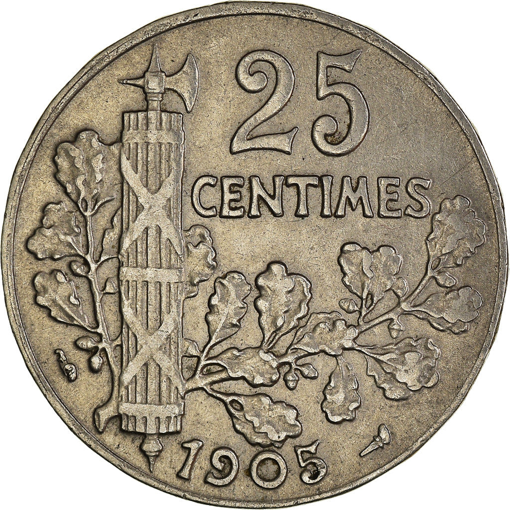Coin, France, Patey, 25 Centimes, 1905, AU(50-53), Nickel, KM:856, Gadoury:364