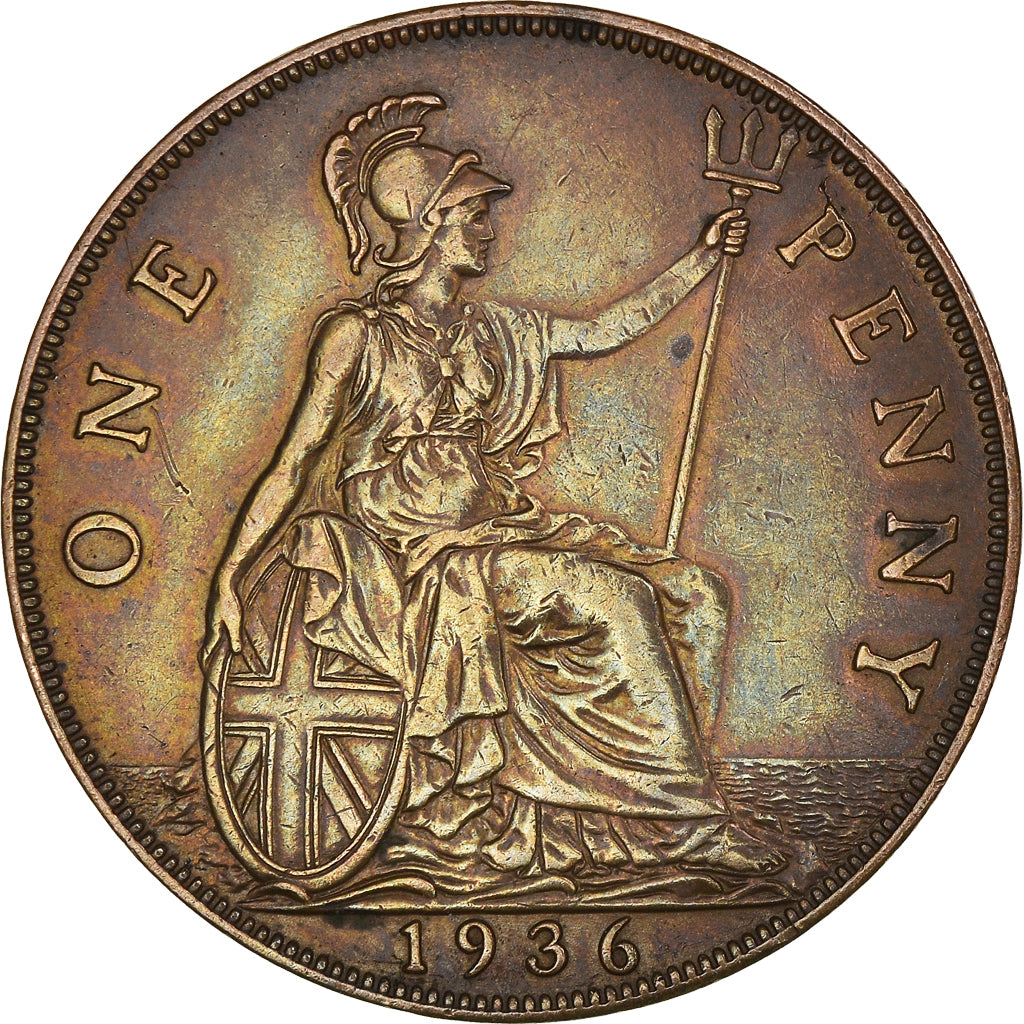 Coin, Great Britain, George V, Penny, 1936, AU(50-53), Bronze, KM:838