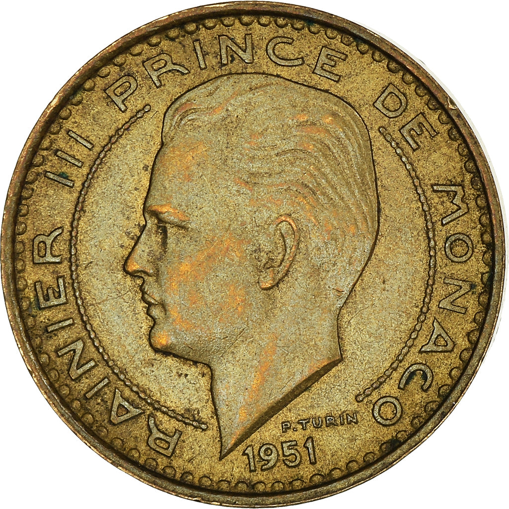 Moneta, Monaco, Rainier III, 10 Francs, 1951, BB, Alluminio-bronzo, KM:130